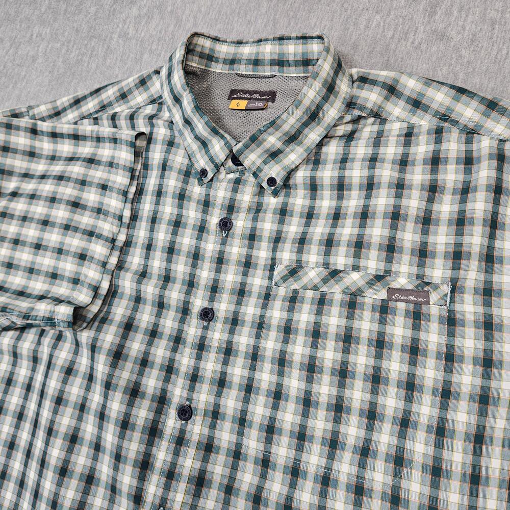 Eddie Bauer Shirt Mens XLT Travex Plaid Short Sleeve Button Down Casual